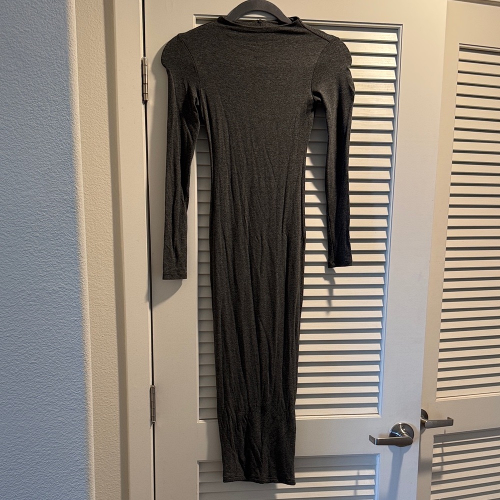 Naked Wardrobe Gray Midi Bodycon Dress